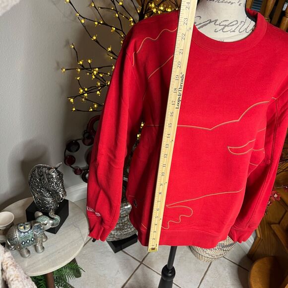 Lacoste Red Long Sleeve Outlined Big Croc Fleece Crewneck Sweater Men’s M - Picture 8 of 11